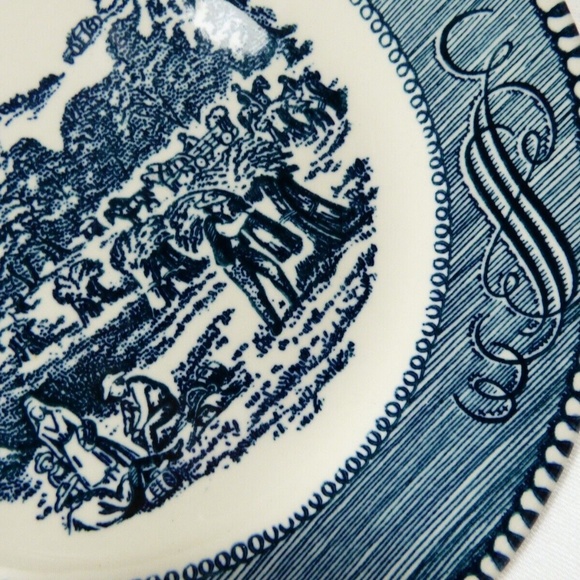VTG Royal China Currier & Ives Blue Transferware bread & butter plate 6.5" - Picture 3 of 4